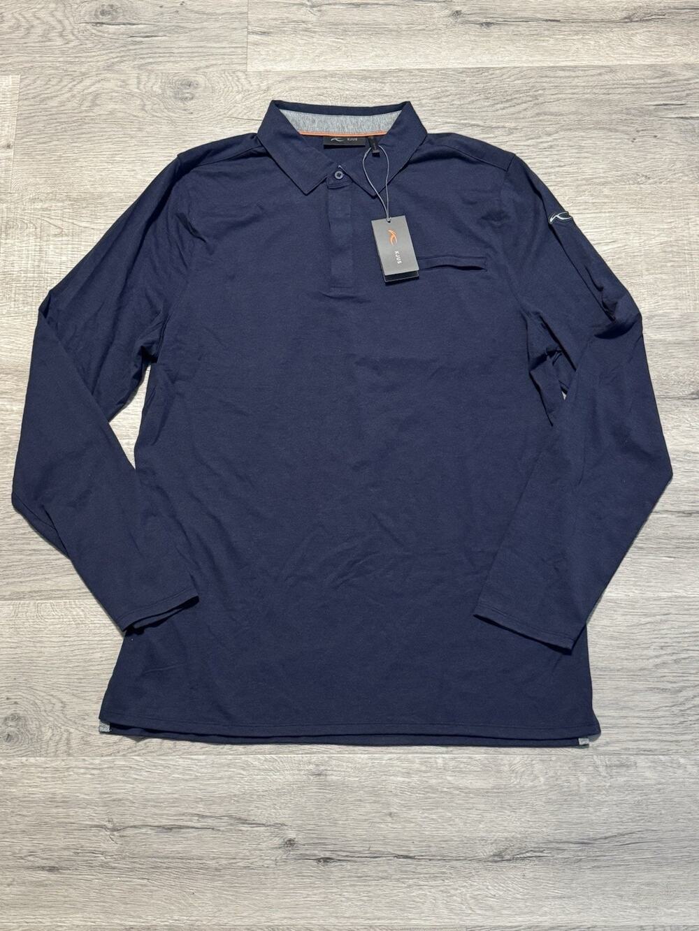 NWT KJUS Inverness Long Sleeve Polo Men’s 54 XL Blue Cashmere Blend Performance